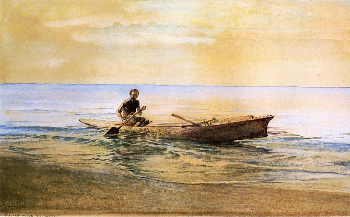 Man In Canoe, Samoa — John La Farge