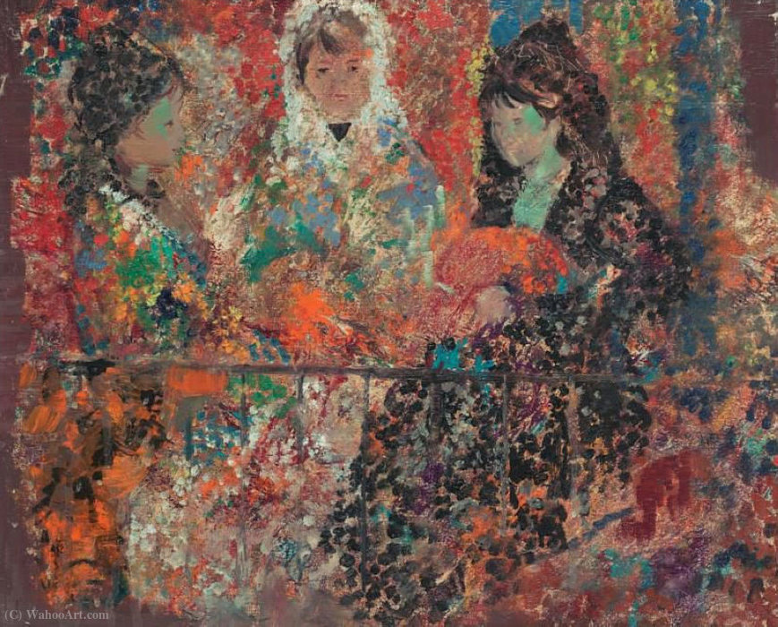 Spanish Women On Balcony — Emilio Grau Sala