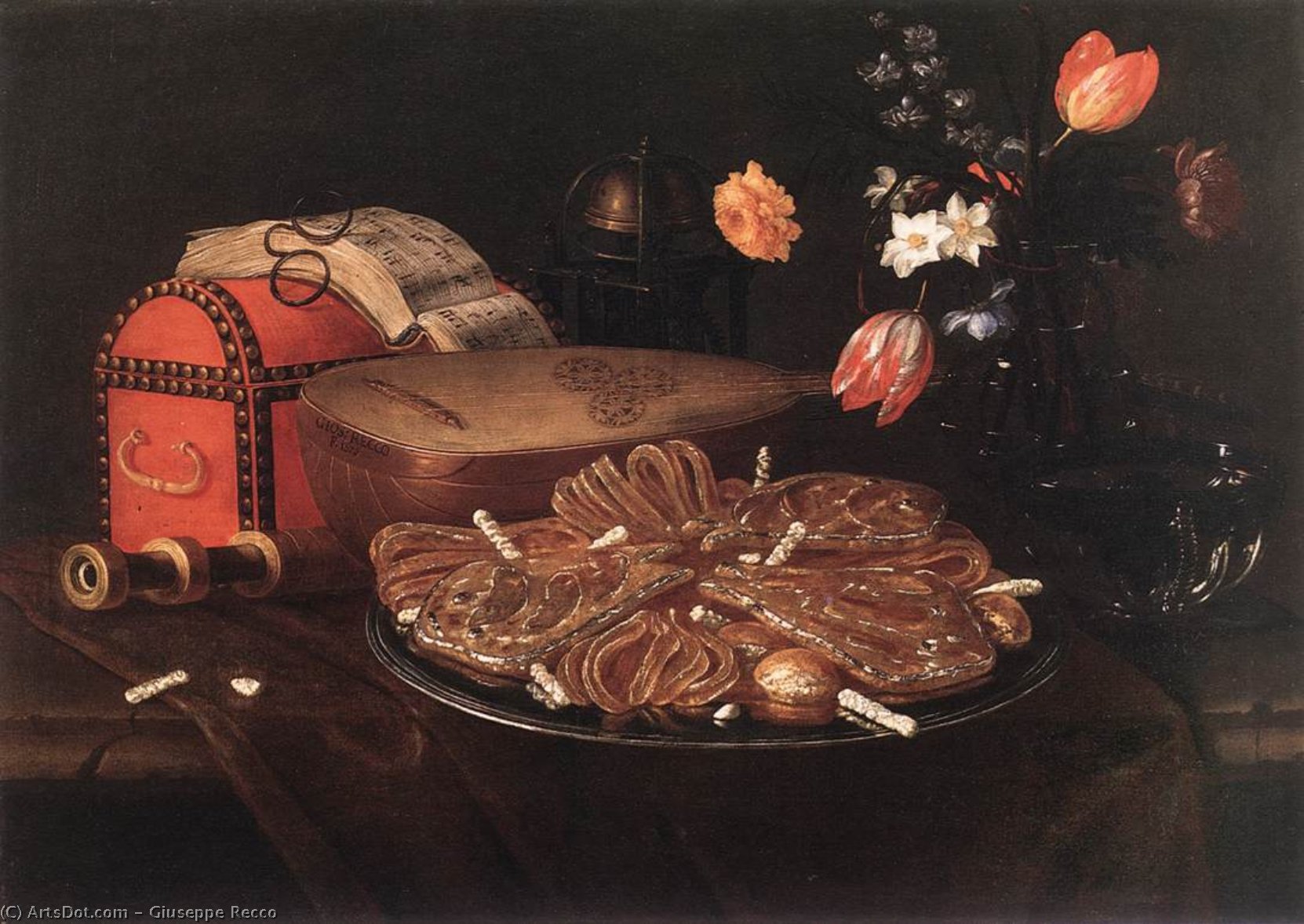 Still-life With The Five Senses — Giuseppe Recco