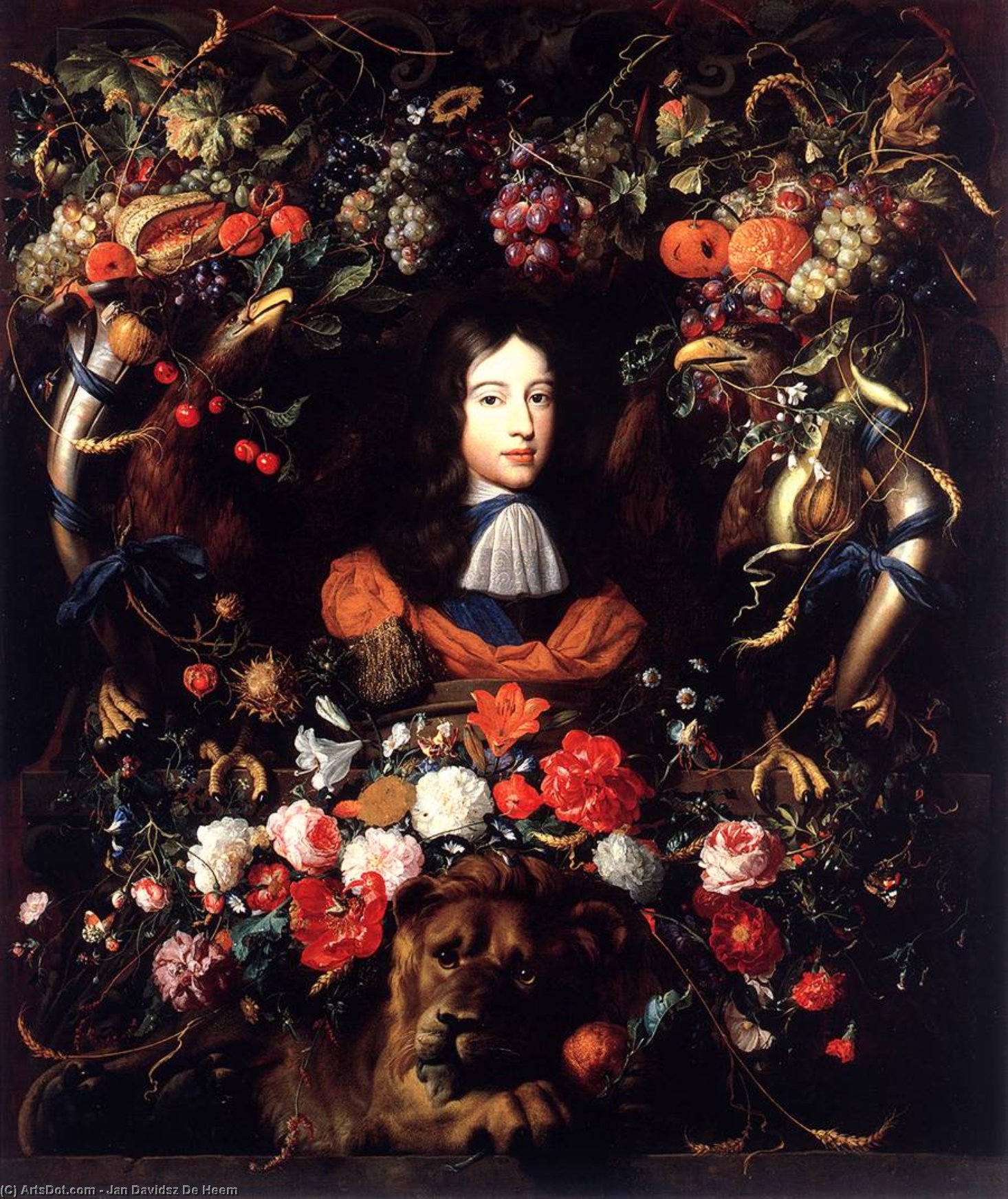 Garland Of Flowers And Fruit With The Portrait Of Prince William Iii Of Orange — Jan Davidsz. De Heem