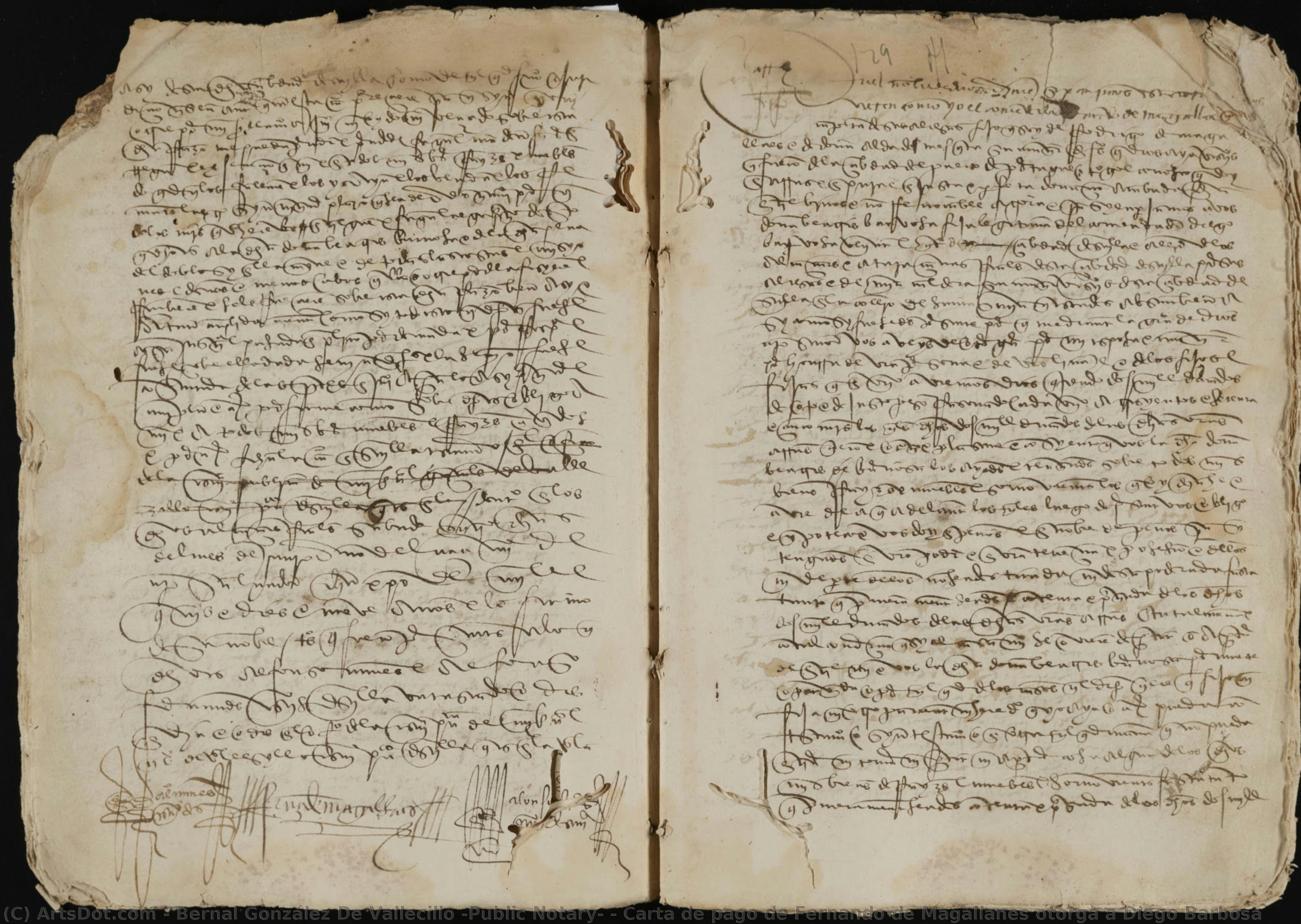 Carta De Pago De Fernando De Magallanes Otorga A Diego Barbosa — Bernal González De Vallecillo (public Notary)