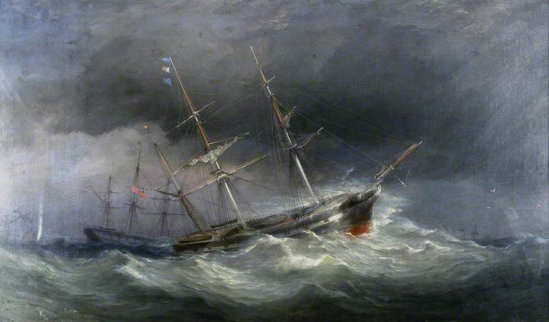 Seascape With Three Barques — James Harris Senior