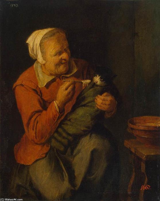 Peasant Woman With A Cat — David The Younger Ryckaert