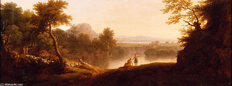 A Pastoral Landscape With Shepherds And Their Flocks — George Washington Thomas Lambert