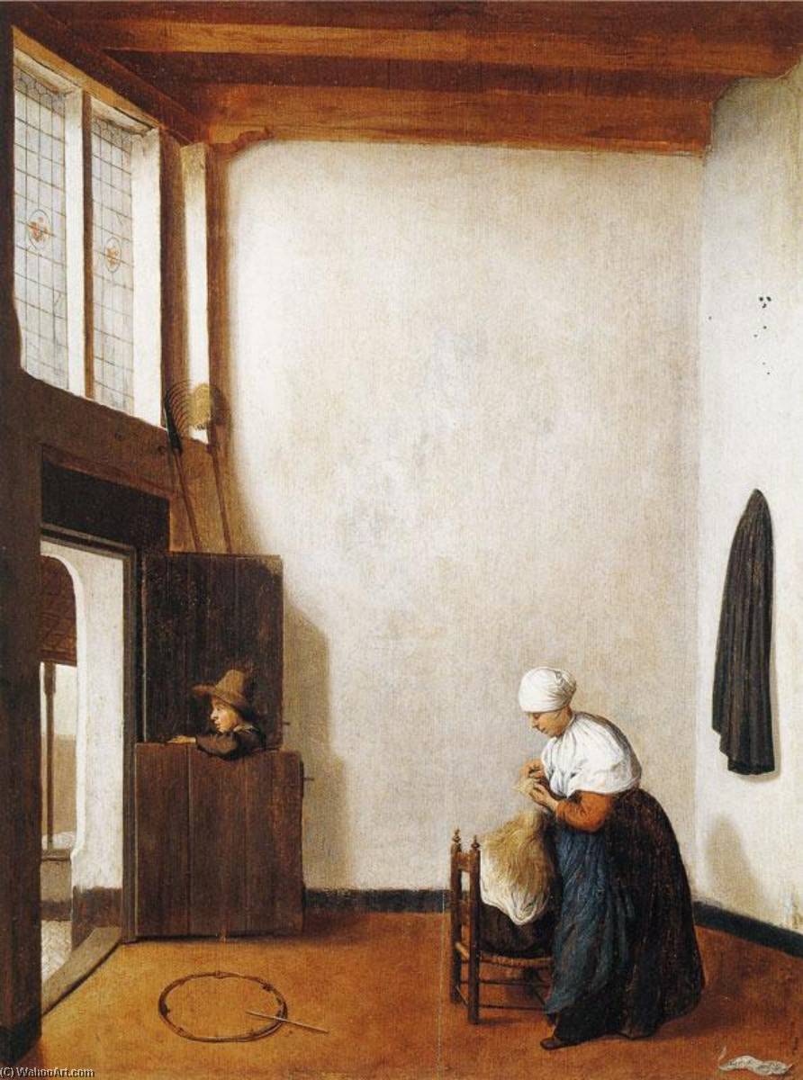 Interior With A Woman Combing A Little Girl's Hair — Jacobus Vrel