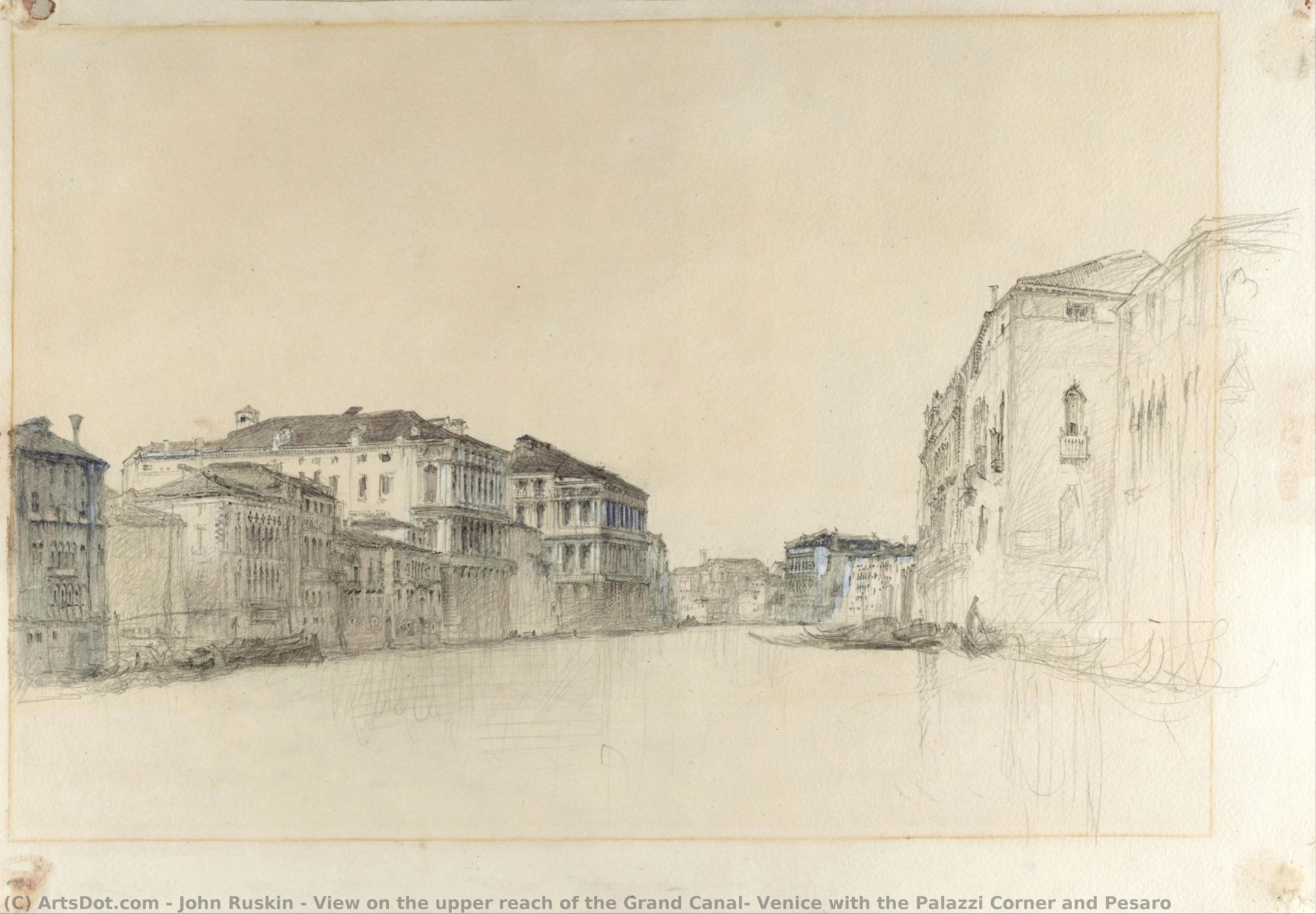 View On The Upper Reach Of The Grand Canal, Venice With The Palazzi Corner And Pesaro — John Ruskin