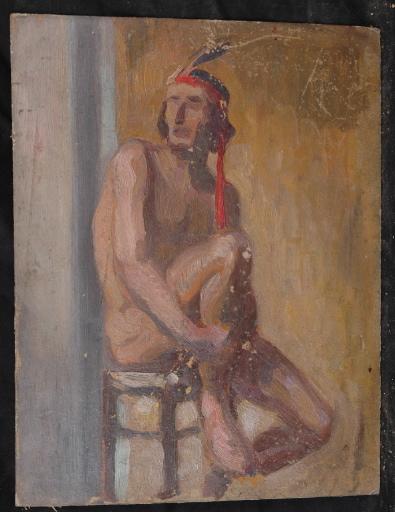 Académie Masculine, Un Indien Nu Assis — Valentine Reyre
