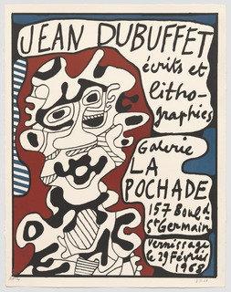 Poster For The Exhibition Écrits Et Lithographies At Galerie La Pochade, Paris, February 29–march 1968 — Jean Philippe Arthur Dubuffet
