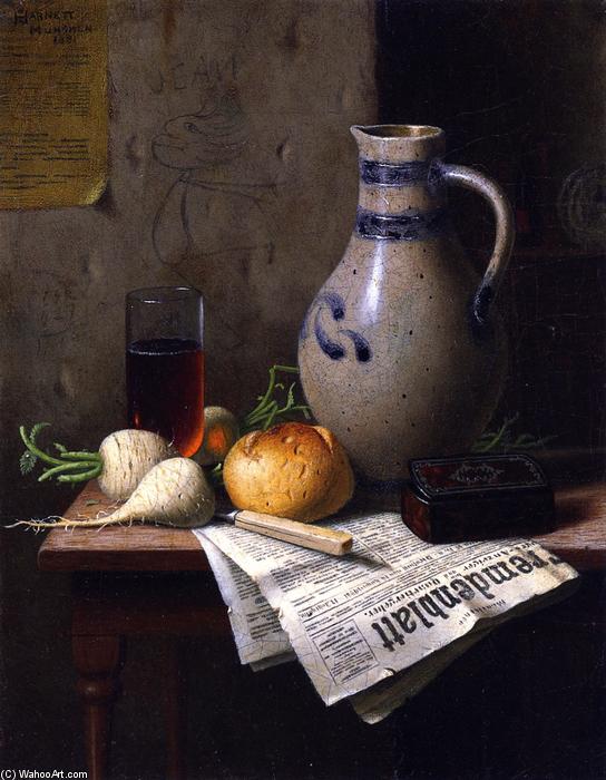 Still Life With Jug And Newspaper — William Michael Harnett