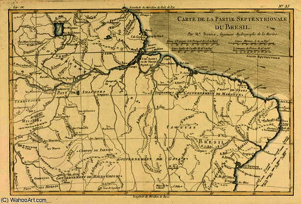 Northern Brazil, From 'atlas De Toutes Les Parties Connues Du Globe Terrestre' By Guillaume Raynal — Rigobert Bonne (charles Marie Rigobert Bonne)