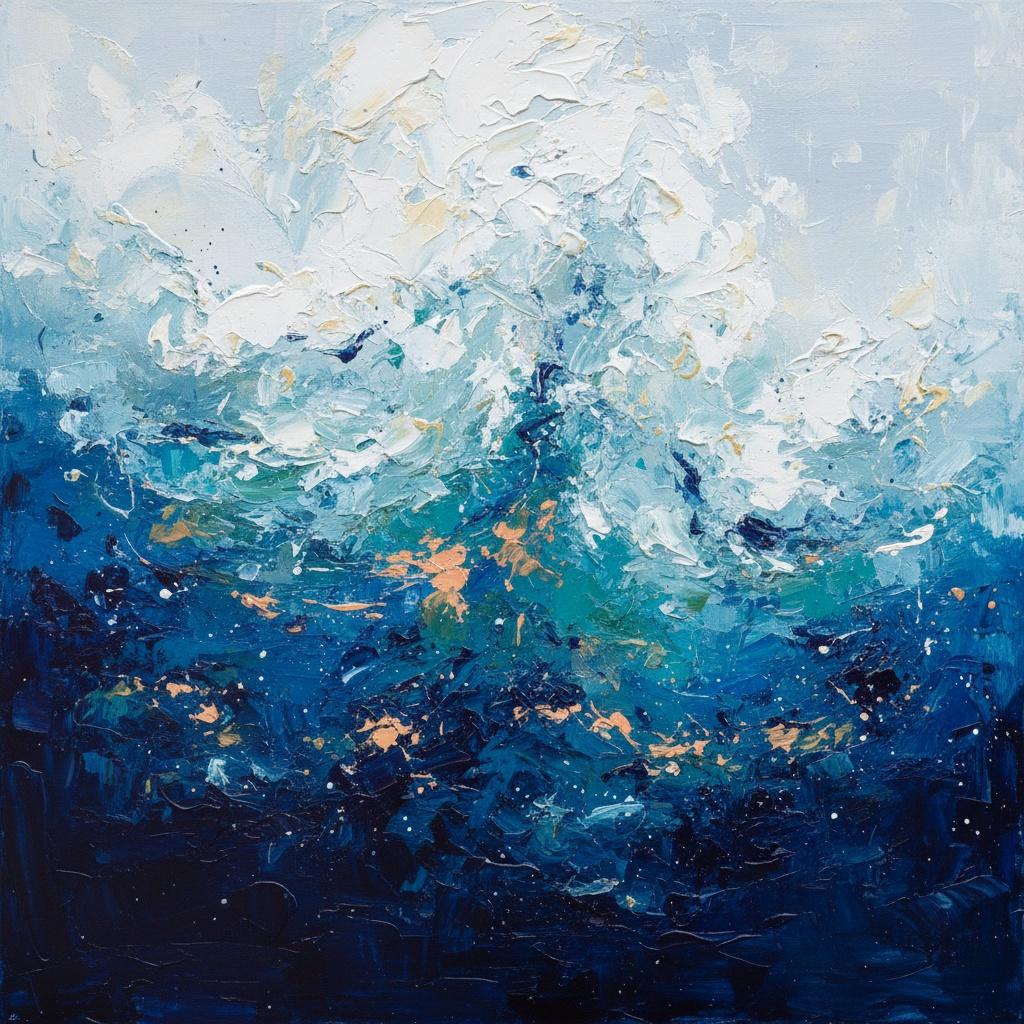 Luminous Emergence Of Light Within A Turbulent Midnight Azure Tide — Christian Noiret