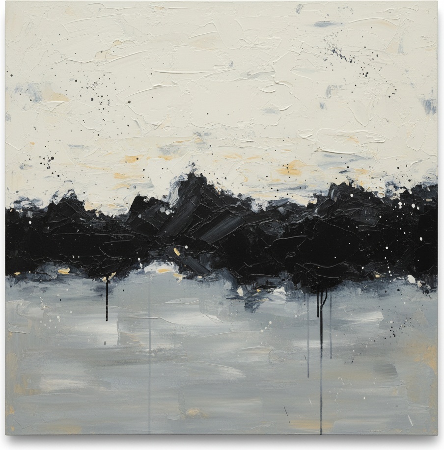 Monolithische Schatten Über Einem Blassen Horizont: Eine Singuläre Studie Der Impasto-spannung — Christian Noiret