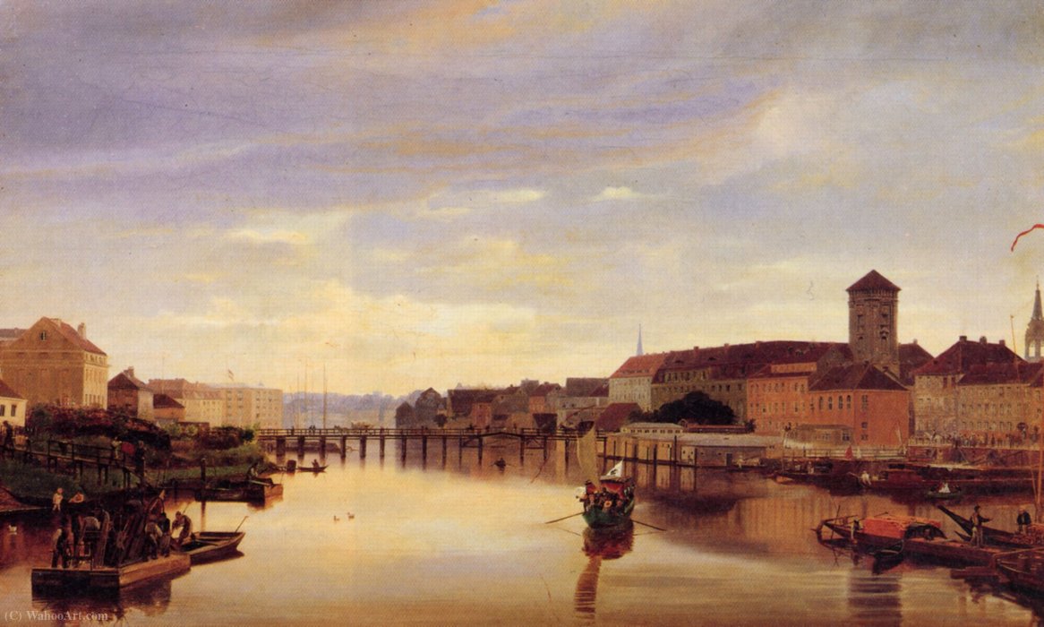 View Down The Spree To Yannovitsbryuke — Johann Philipp Eduard Gaertner