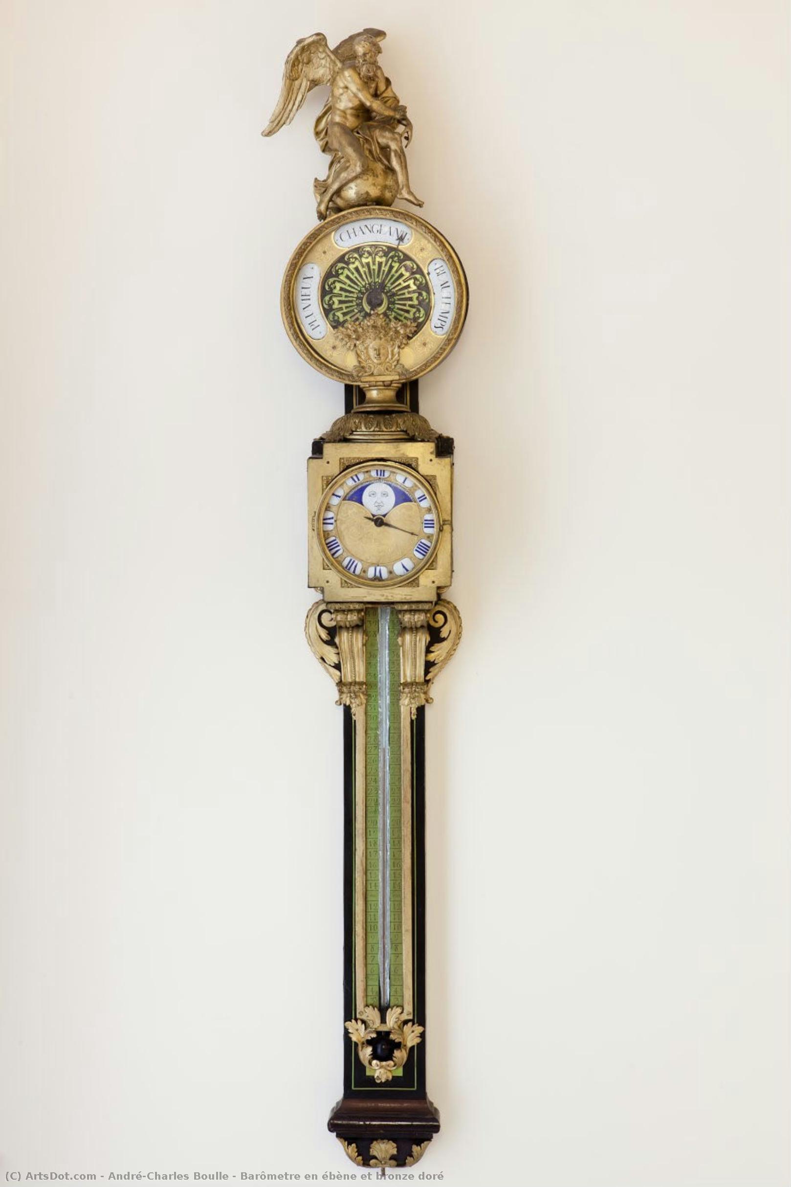 Barometer Mit Bronzeguss Und Emailmalerei Im Stil Ludwigs Xiv — André-charles Boulle