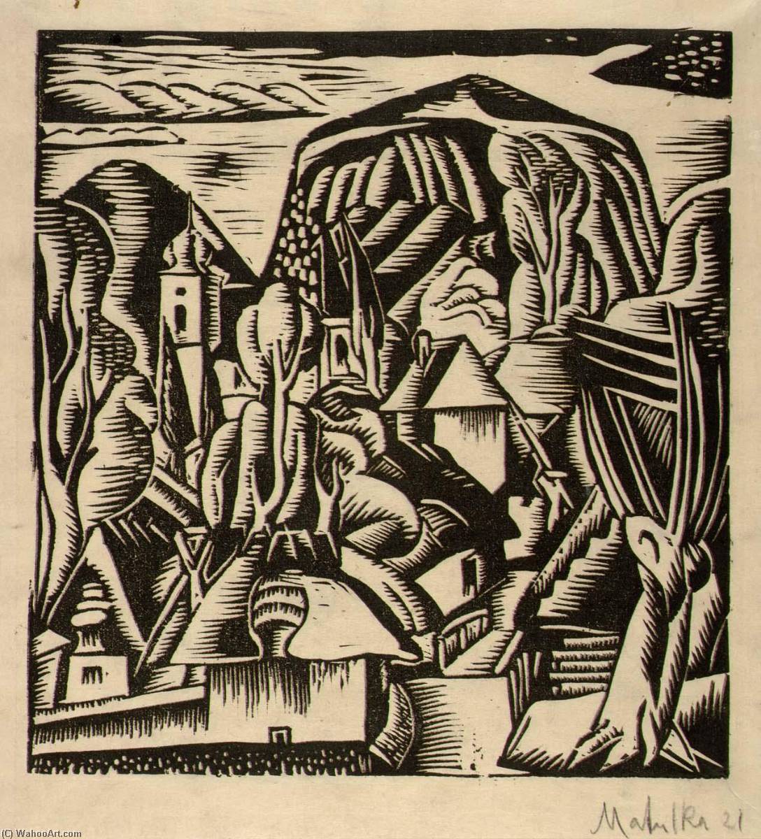 Untitled (view Of Hill Town In Czechoslovakia) — Jan Matulka