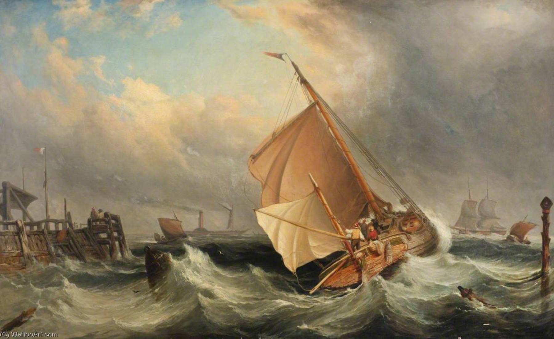 A Barge Off Deal In Stormy Weather — Edward William Cooke
