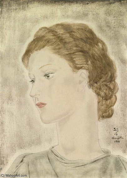 Portrait De Jeune Femme Aux Yeux Clairs — Léonard Tsuguharu Foujita
