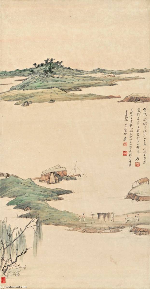 Fishing Village In Eventide — Zhang Daqian