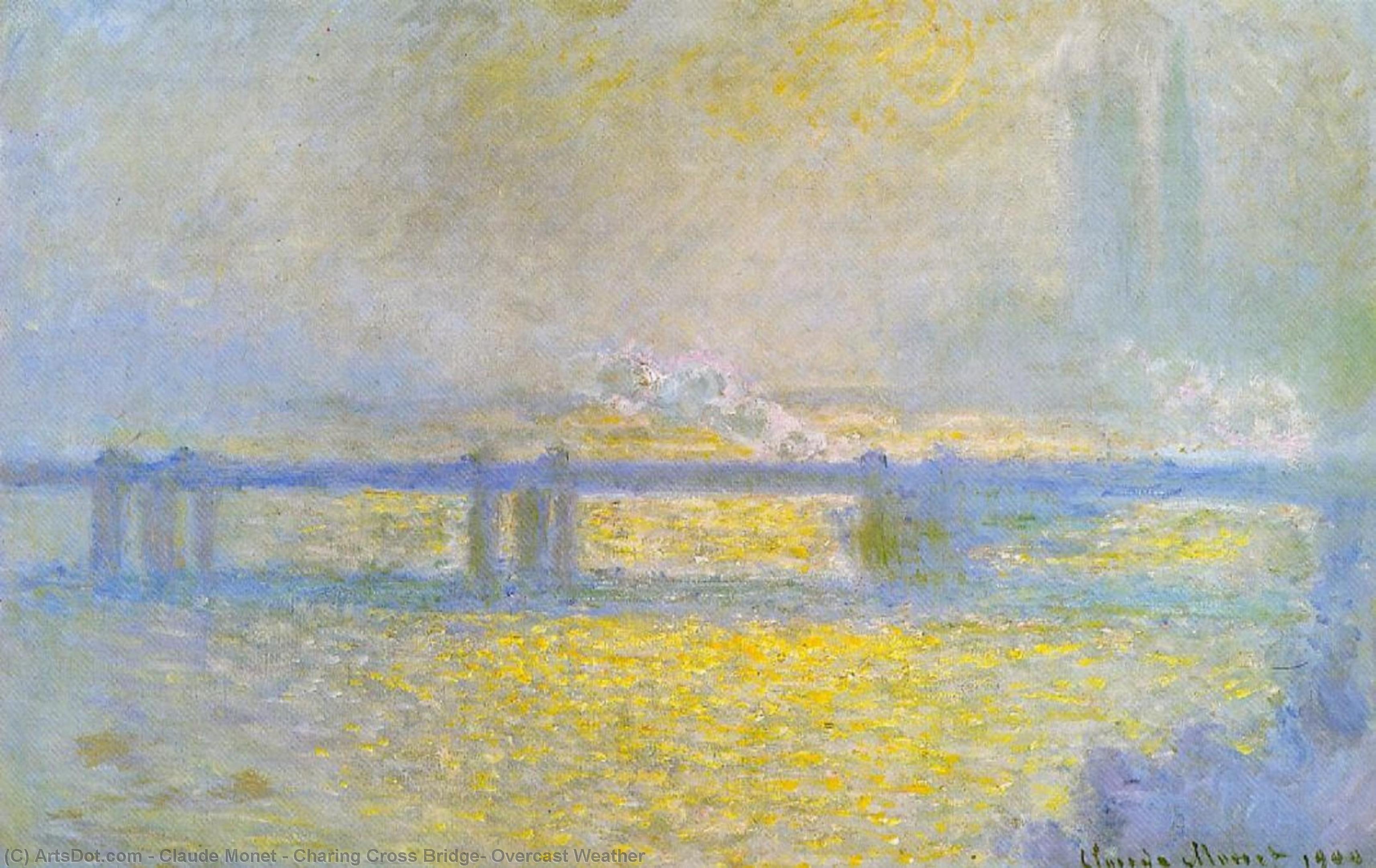 Charing Cross Bridge, Overcast Weather — Claude Monet