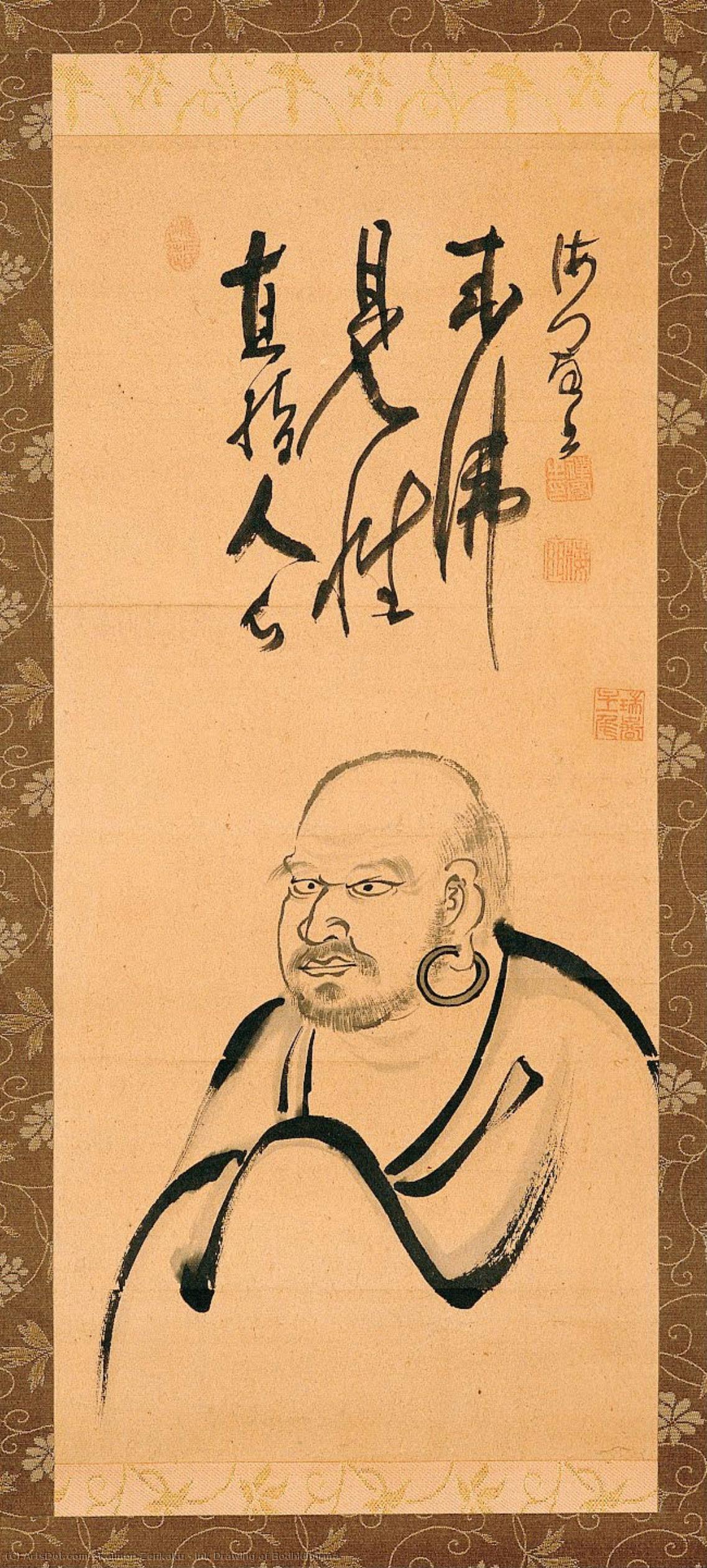 Ink Drawing Of Bodhidharma — Kaimon Zenkaku