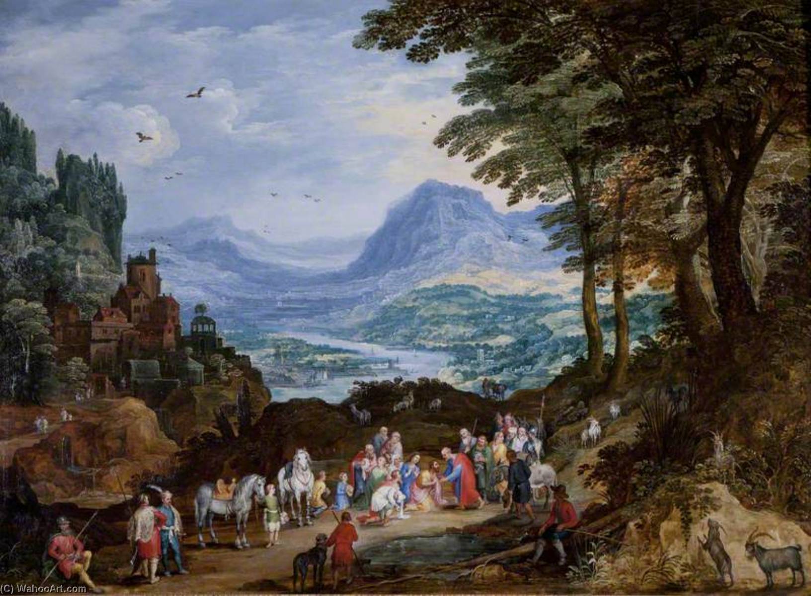 A Mountainous Road Scene With The Story Of Saint Peter And Cornelius — Joos De Momper El Joven