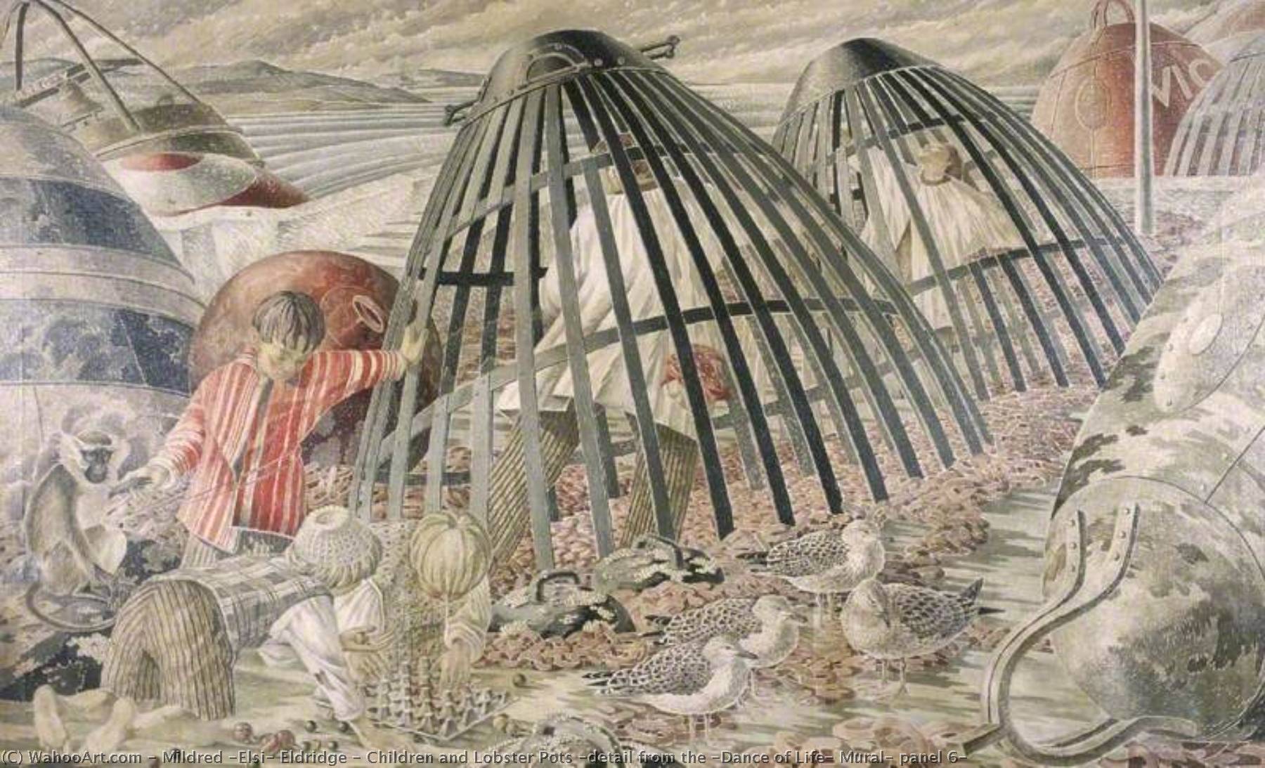 Children And Lobster Pots (detail From The 'dance Of Life' Mural, Panel 6) — Mildred 'elsi' Eldridge