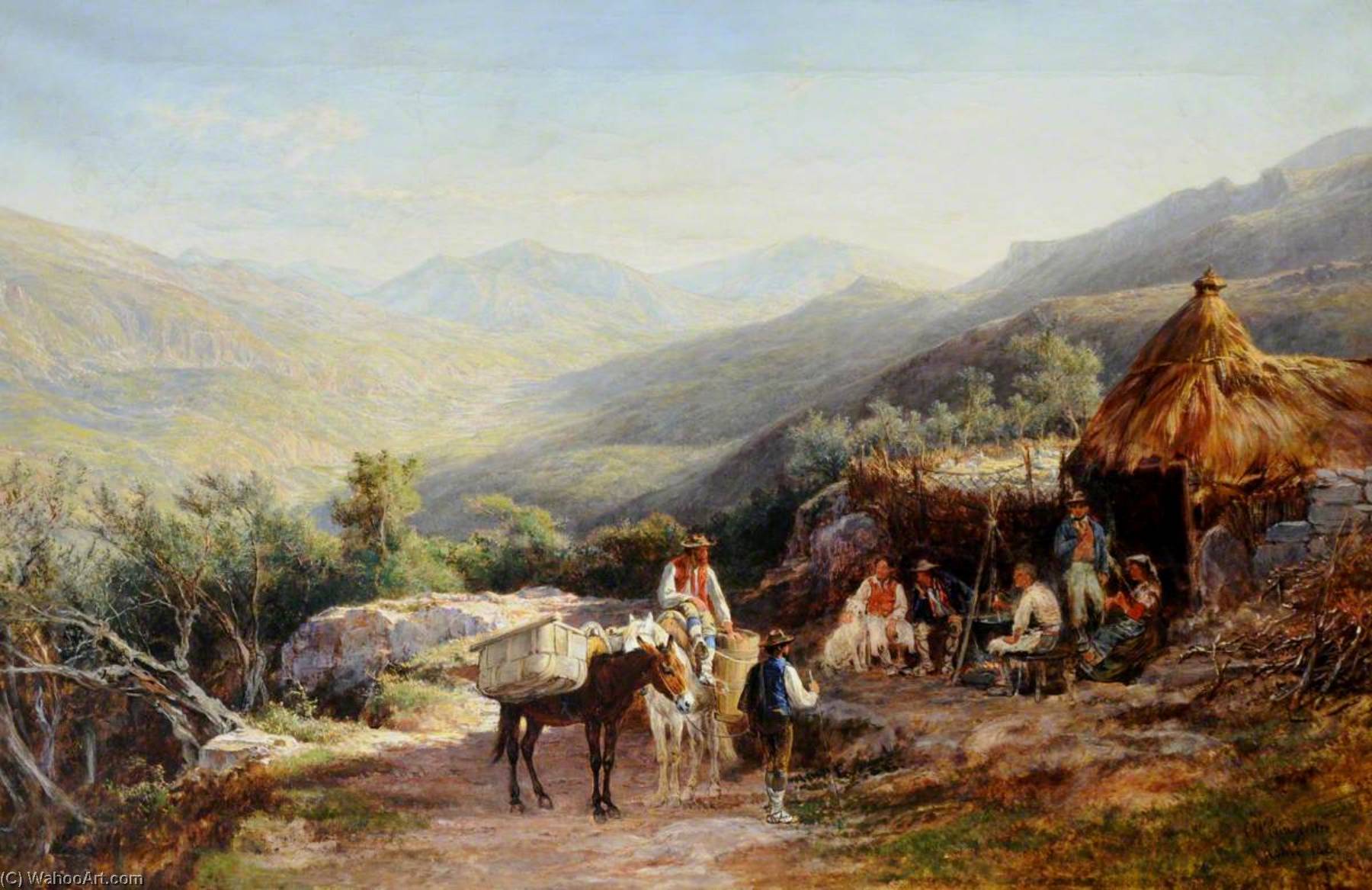 Encampment Scene With Mules And Muleteers In The Tyrol — Charles Poingdestre