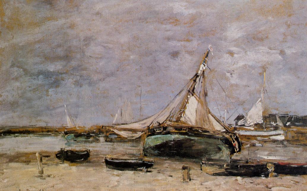 Trouville, The Jettys, Low Tide — Eugène Louis Boudin