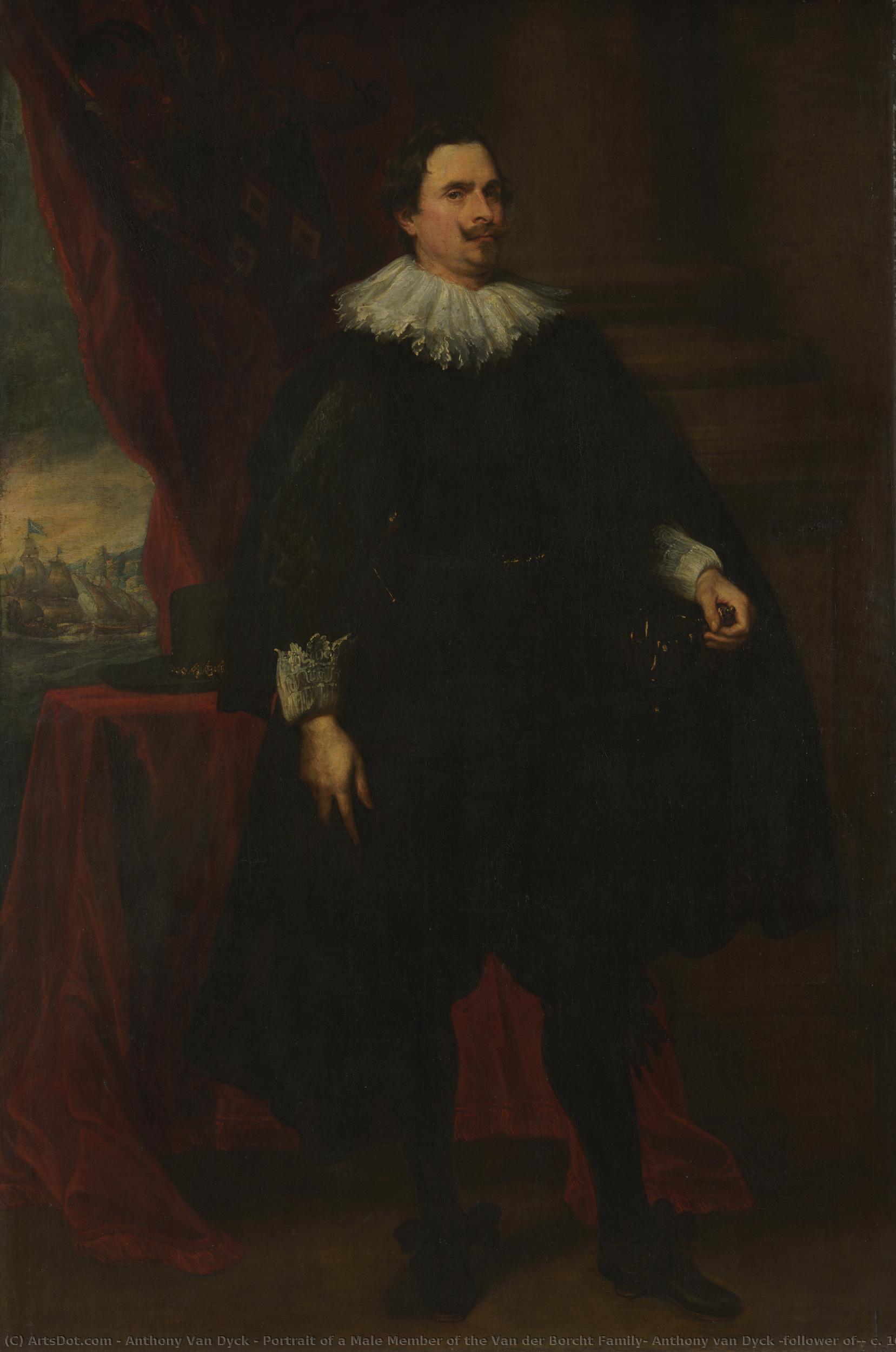Portrait Of A Male Member Of The Van Der Borcht Family, Anthony Van Dyck (follower Of), C. 1635 — Sir Anthony Van Dyck