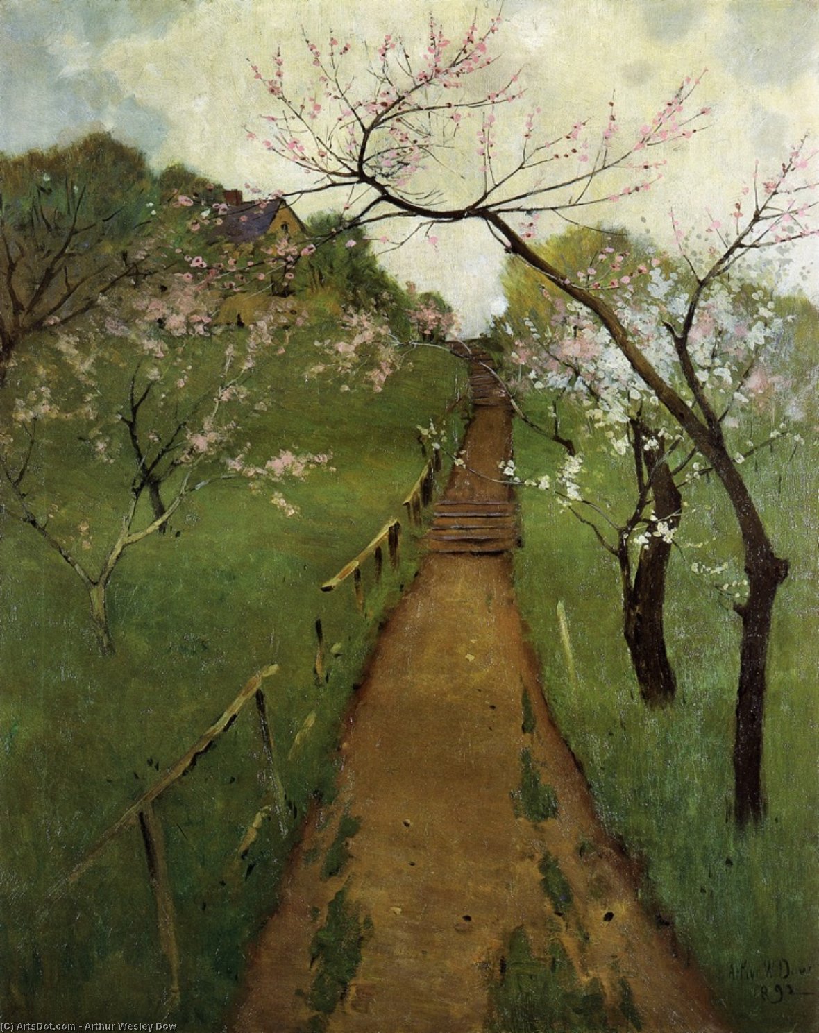 Spring Landscape With A Farmer And White Horse — Артур Уэсли Доу