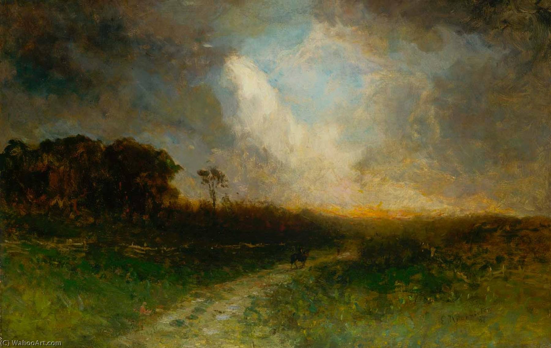 Untitled (landscape, Man On Horse) — Edward Mitchell Bannister