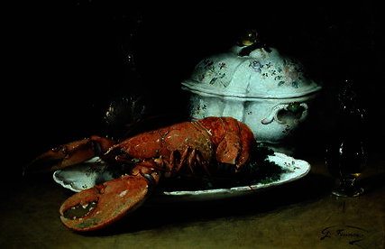 Still Life With A Lobster And A Soup Tureen — Guillaume Romain Fouace