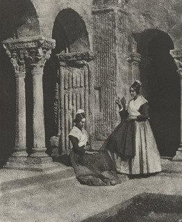 Two Women Of Arles At The Cloister Of Saint Triomphe, Cathedral Of Arles — Charles Nègre
