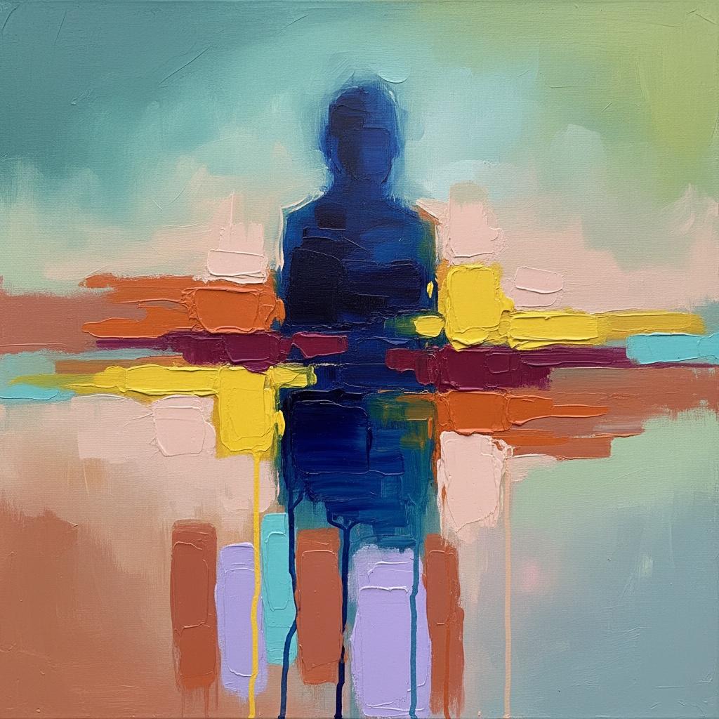 Monolithic Echo In Ochre And Indigo: A Singular Meditative Vision Of Eternal Solitude — Laurent Fabre