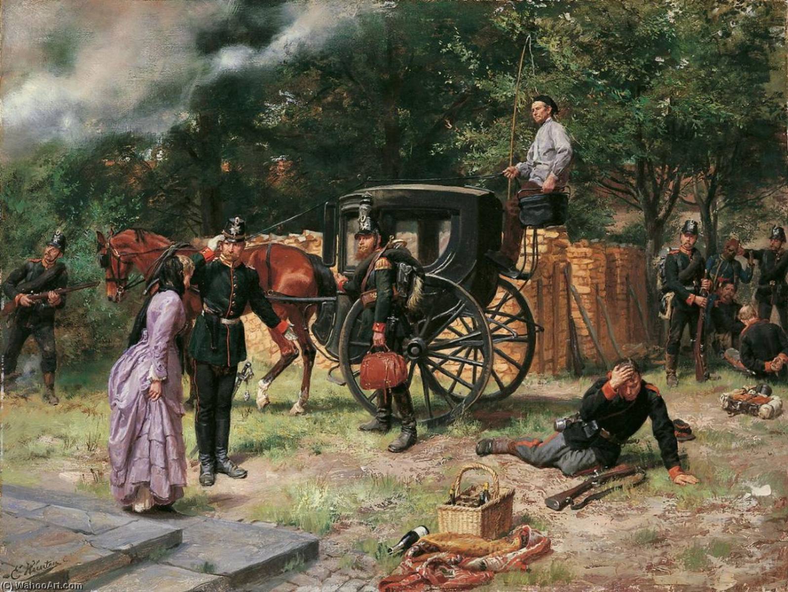 Begrüßung Der Kaiserin Eugénie Durch Preußische Soldaten (nach Beendigung Des Deutsch Französischen Krieges 1870 71) — Emil Hünten