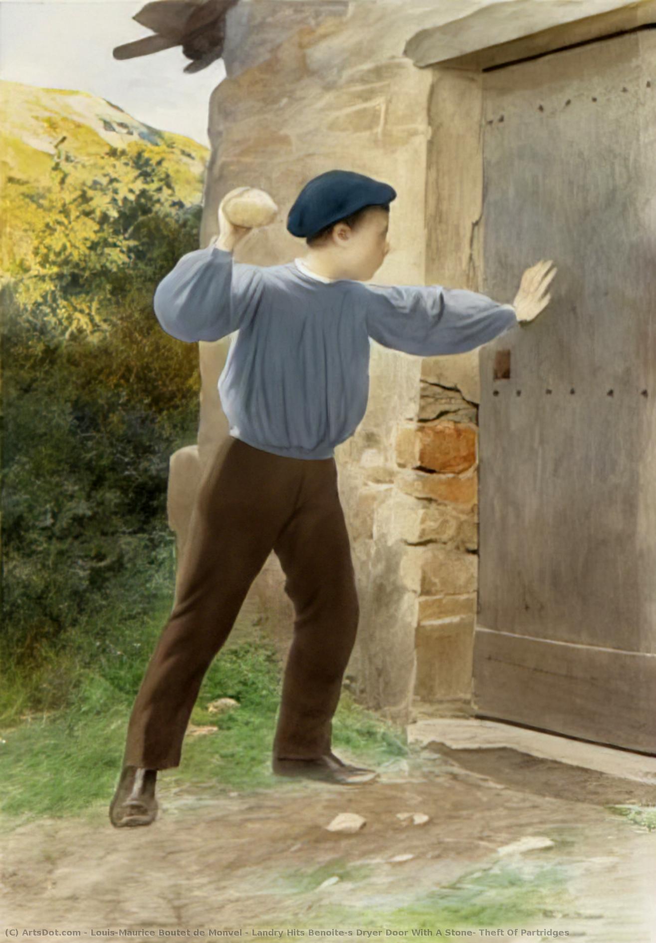 Landry Hits Benoite's Dryer Door With A Stone; Theft Of Partridges — Louis-maurice Boutet De Monvel