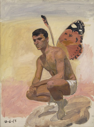 Man With Butterfly Wings , Sitting, Study From Life — Yiannis Tsaroychis