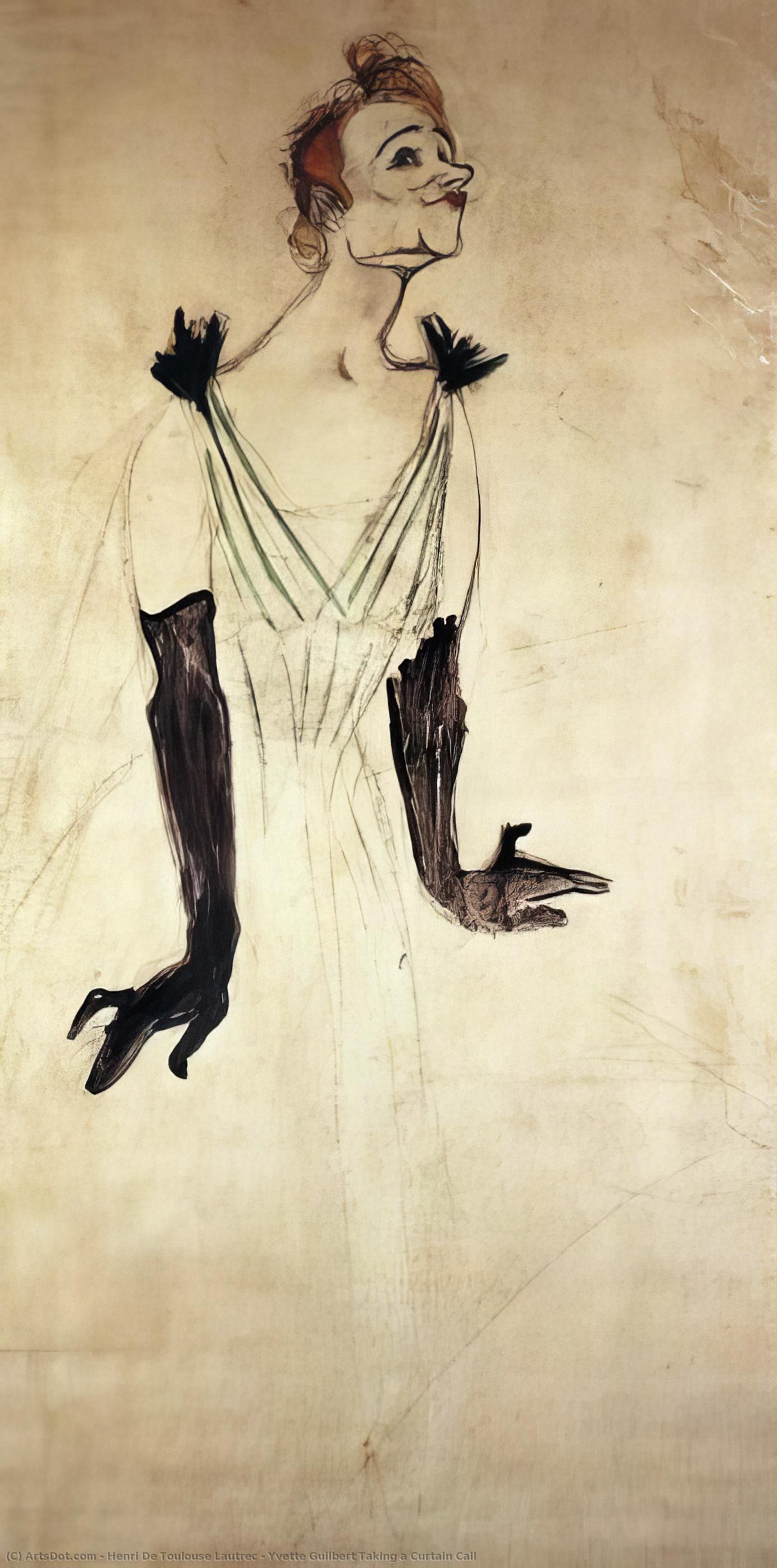 Yvette Guilbert Taking A Curtain Call — Henri De Toulouse-lautrec