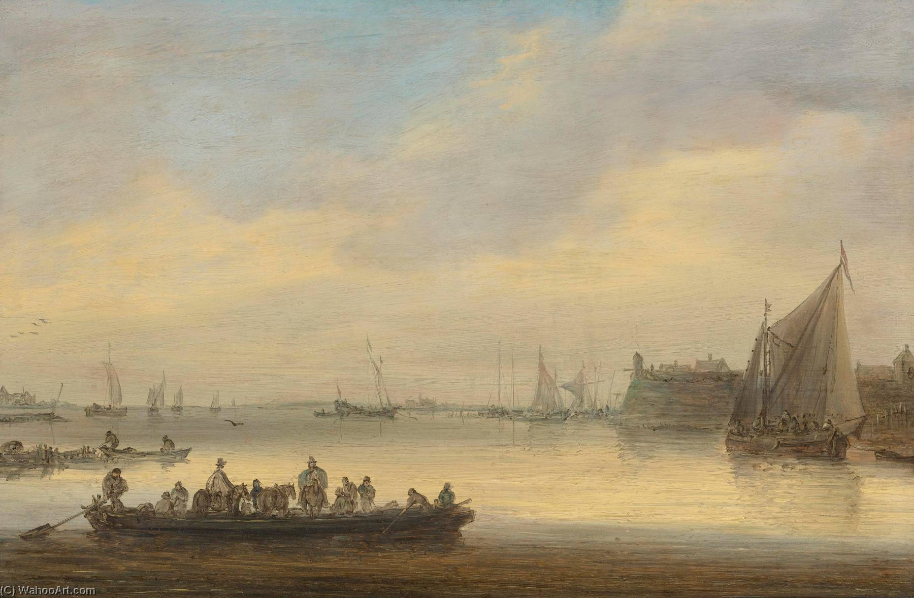 A River Landscpe With Loevenstein Castle, Woudrichem — Jan Josefsz Van Goyen
