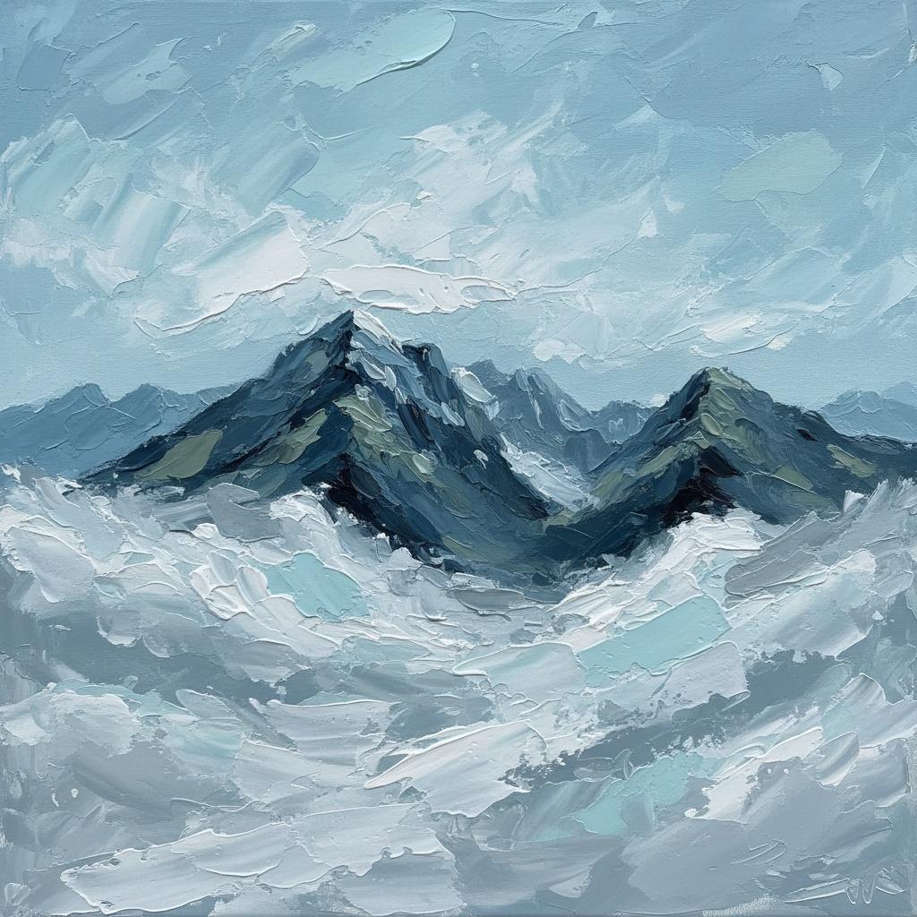 Ethereal Obsidian Peaks Rising Through A Turbulent Sea Of Glacial Mist — Christian Noiret