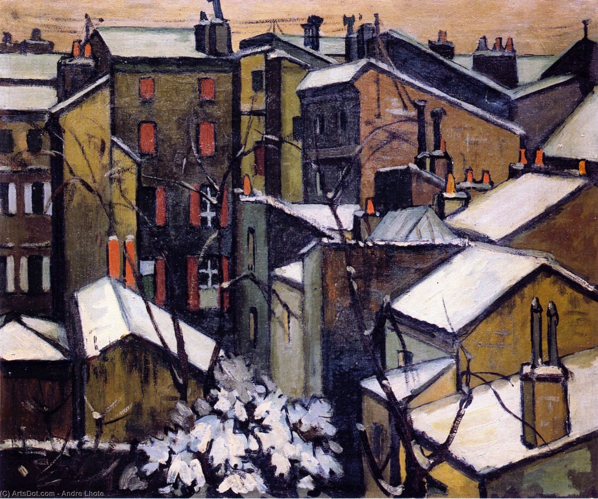 Roof Tops Of Bordeaux In The Snow — André Lhote