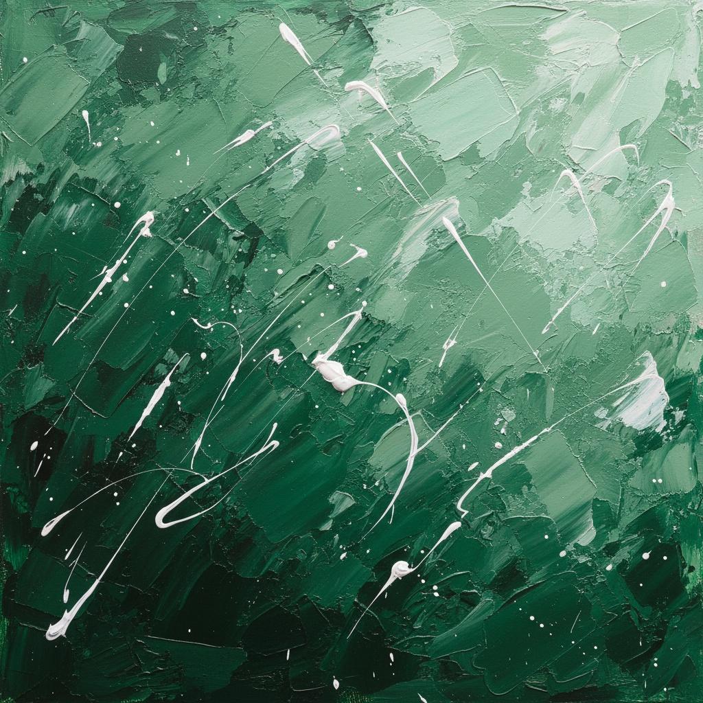 Emergent Emerald Tides: A Monumental Study In Impasto And Ethereal White Motion — Christian Noiret
