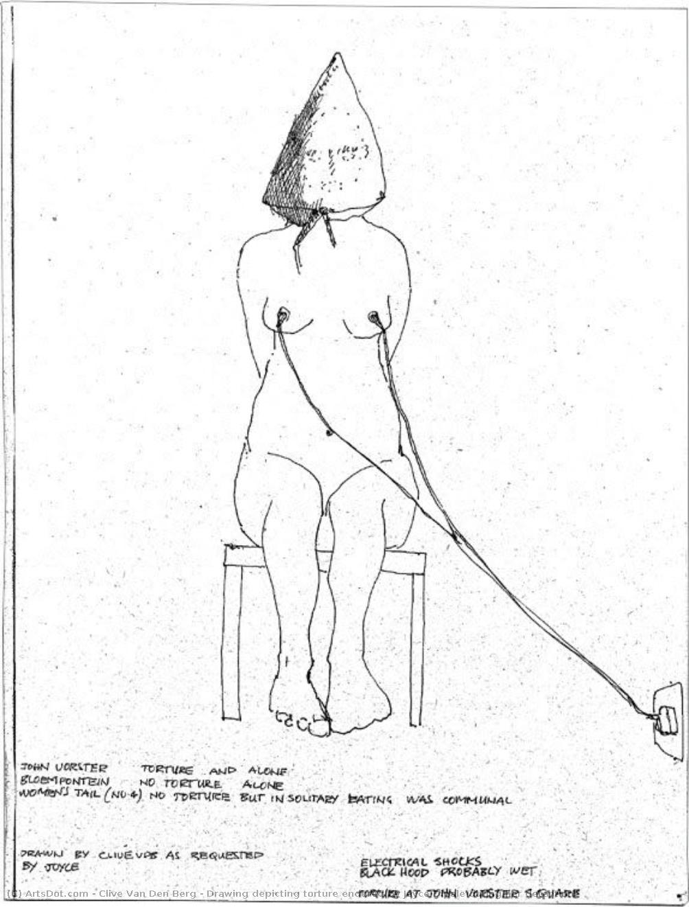 Drawing Depicting Torture Endured By Joyce Dipale During Her Detention — Clive Van Den Berg
