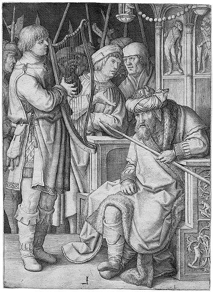 David Plays The Harp Before Saul 1 — Lucas Van Leyden
