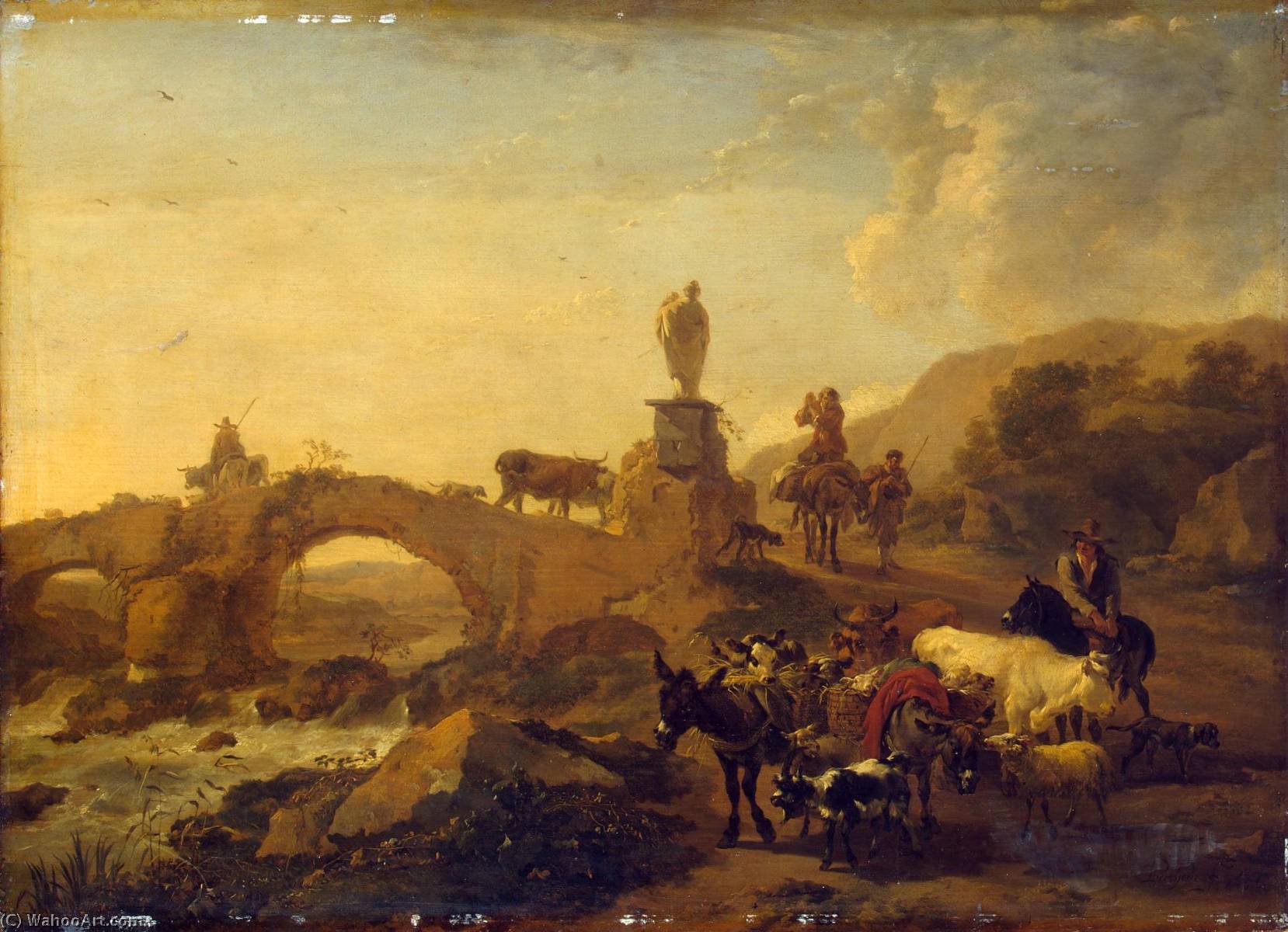 Italian Landscape With A Small Bridge — Nicolaes Pietersz. Berchem