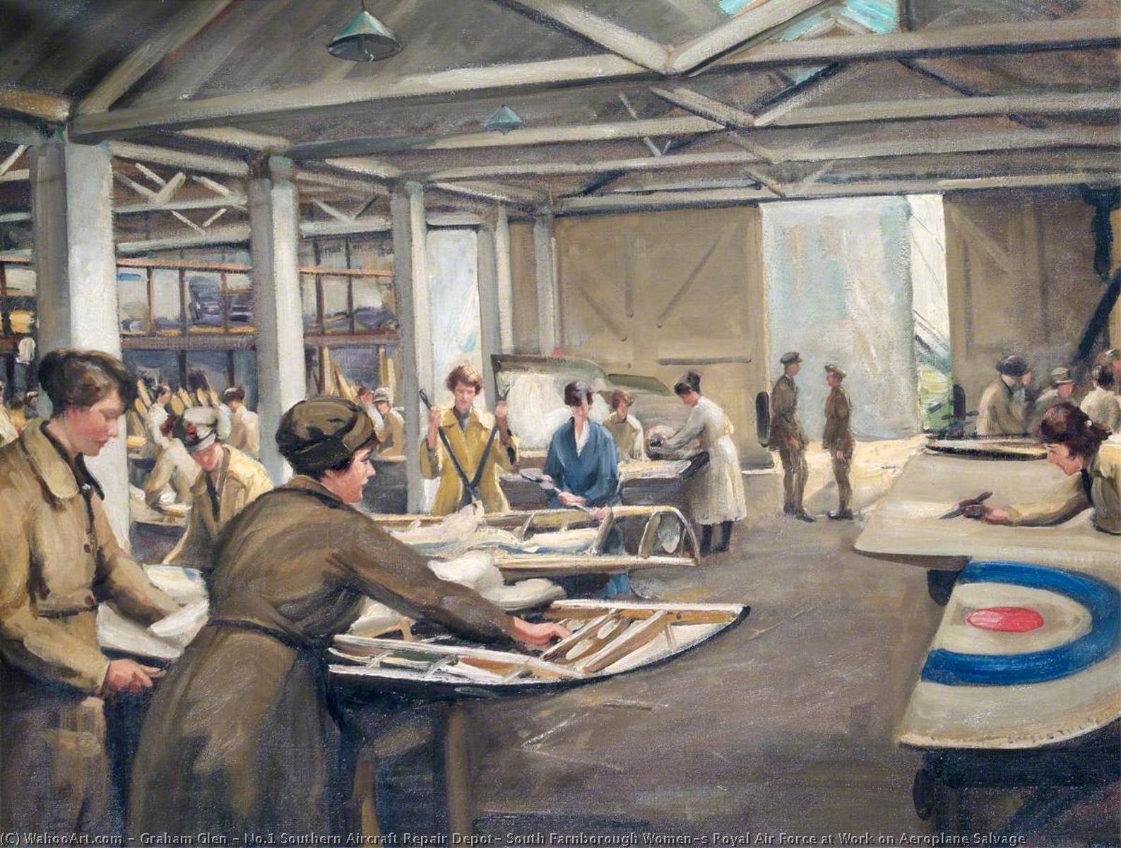 No.1 Southern Aircraft Repair Depot, South Farnborough Women's Royal Air Force At Work On Aeroplane Salvage — Graham Glen
