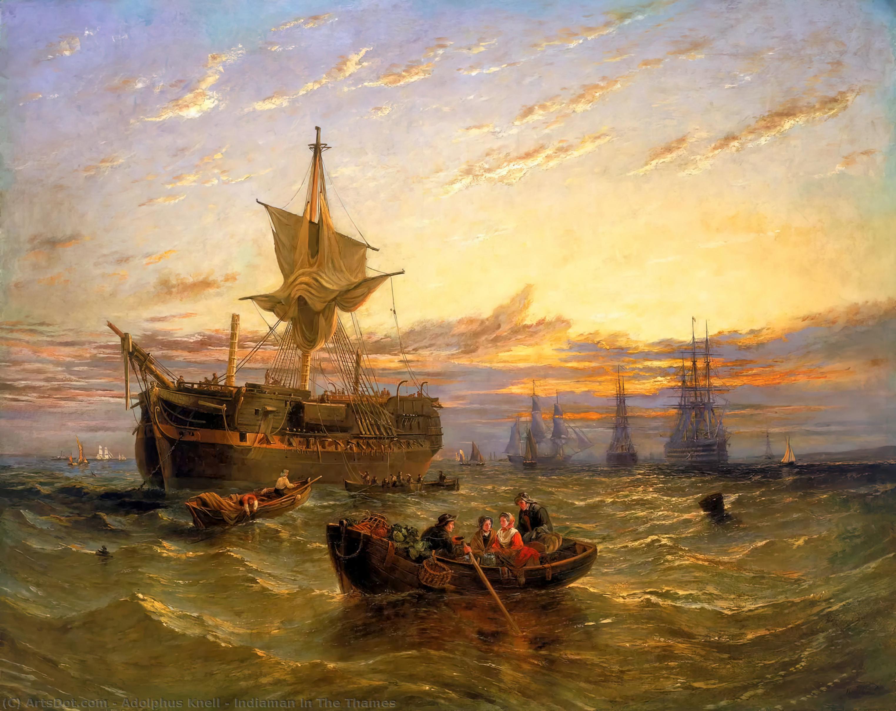 Indiaman In The Thames — Adolphus Knell