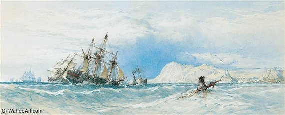 A Merchant Ship Towed By A Paddle Steam Tug Off Illfracombe — John Callow