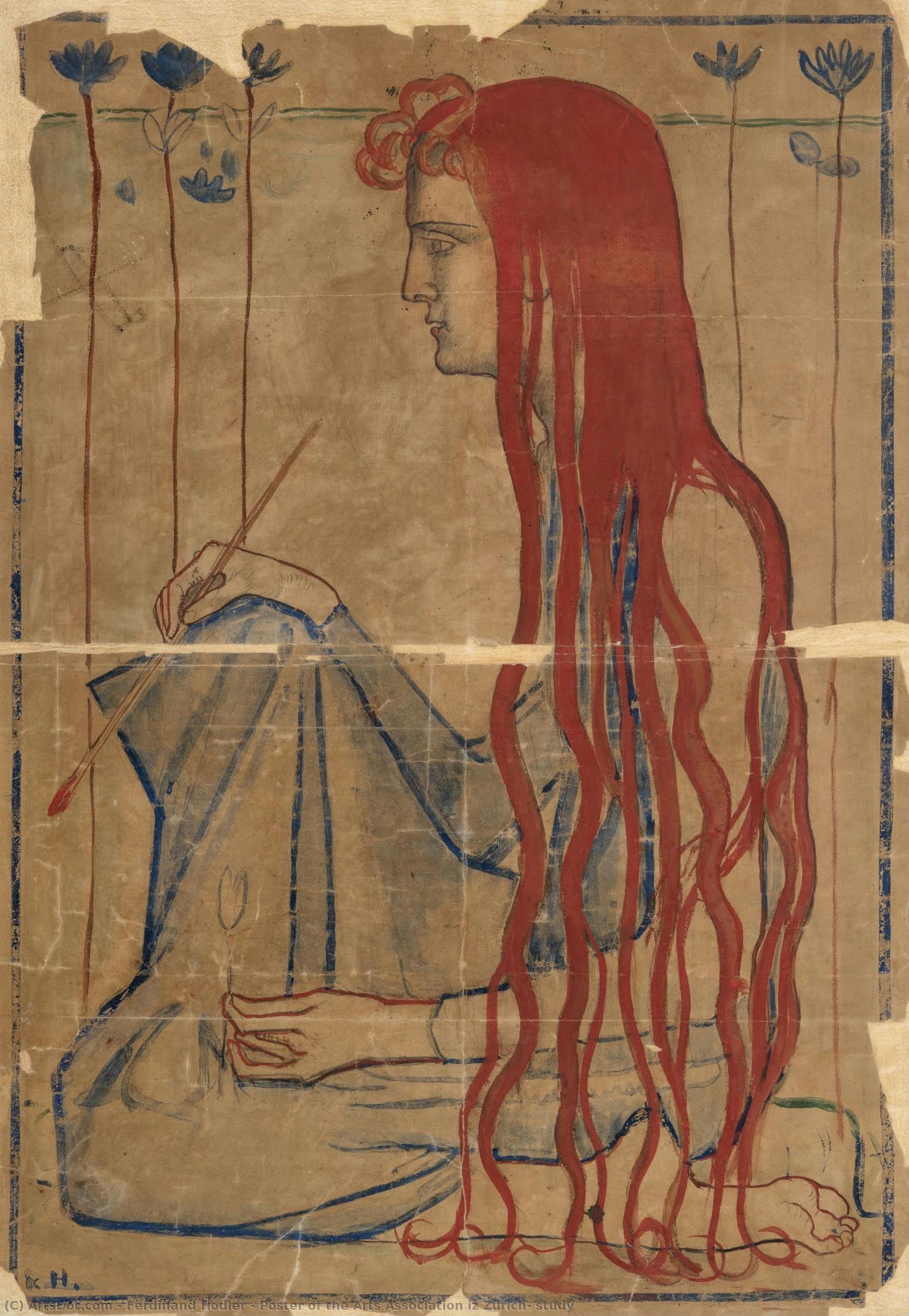 Poster Der Kunstverein Iz Zürich, Studie — Ferdinand Hodler
