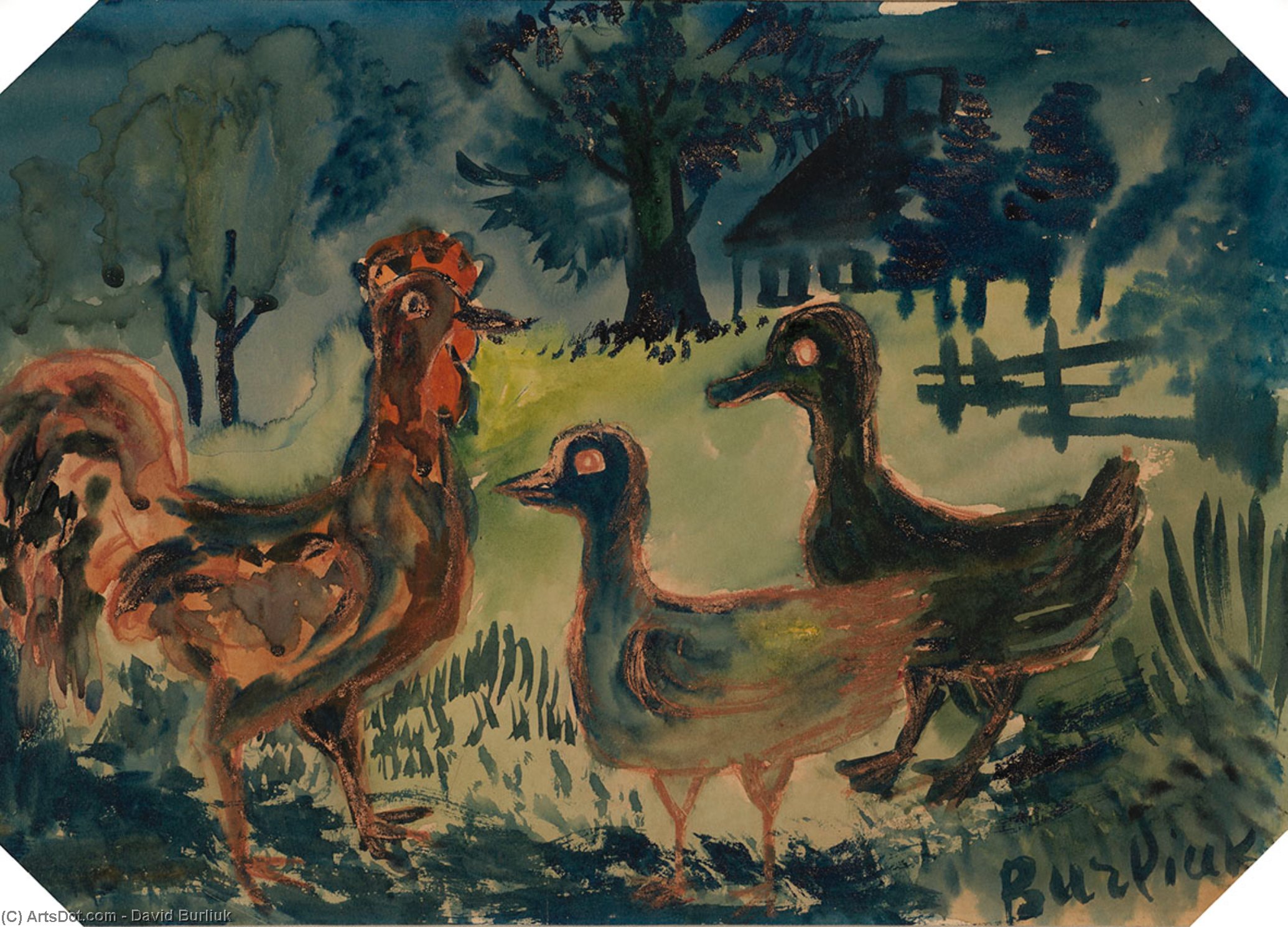 Red Cockerel — David Davidovič Burliuk